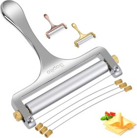 Stainless Steel Wire Cheese Slicer With 3 Extra Wires Adjustable Thickness, Handheld Cheese Block Cutter for Cheddar, Gruyere, Raclette, Mozzarel