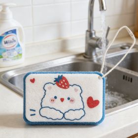 Strawberry Bear Dishwashing Sponge (Option: 6975603159230)
