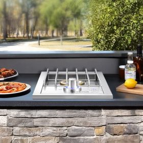 Single Grilling Side Burner For Outdoor 17,000BTU Propane & Natural Gas (Option: silver)