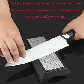 Diamond Double-sided Sharpening Stone 400#/1000# with Coarse And Fine Grit And Non-slip Base - Suitable for Kitchen Knives, Chisels, Axes (Color: Black)